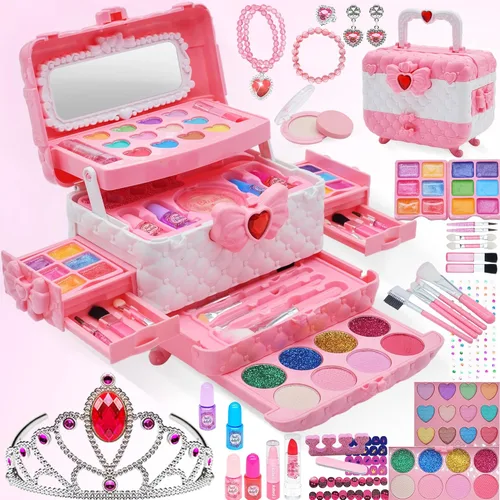 Kit de Maquillaje para Niñas - Maquillaje Lavable No Tóxico para Niños, Juguetes de Princesa para Niñas Pequeñas, Juego de Maquillaje para Niños,