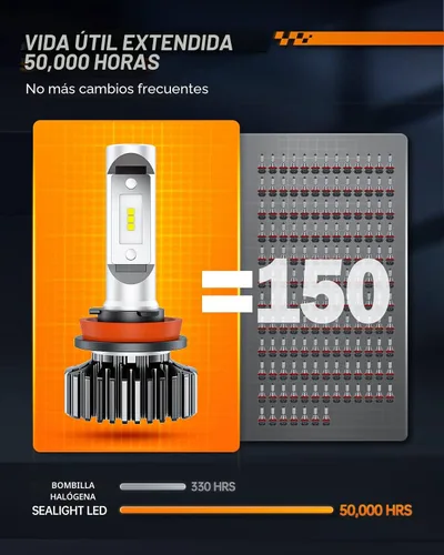 Miniatura 7 de SEALIGHT Bombillas H11, 4 bombillas superbrillantes para deportes de potencia de 6000 K, color blanco, Plug and Play, paquete de 2