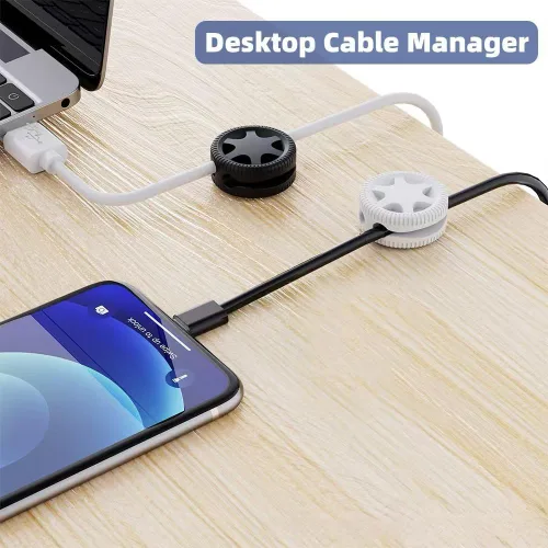 Miniatura 8 de Kit organizador de cables de 319 piezas, organizador de cables de escritorio, 98 clips adhesivos para cables, 17 correas de cable reutilizables, 4
