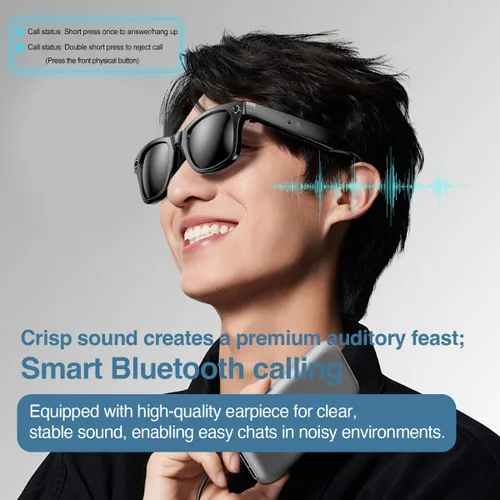 Miniatura 6 de Gafas inteligentes AI con cámara,Foto y video HD,Gafas de sol Bluetooth Altavoces incorporados,Música inalámbrica y llamada