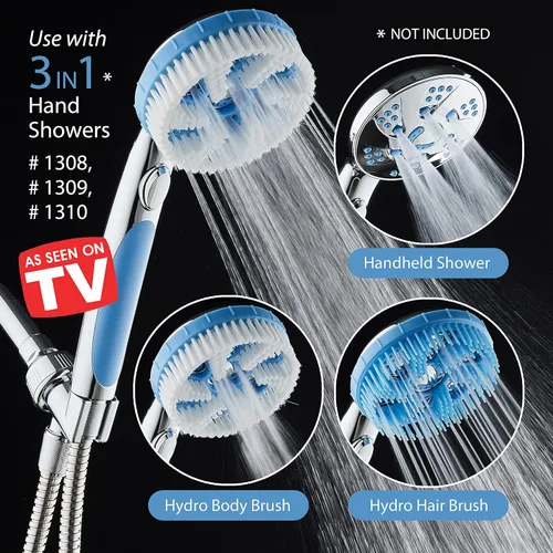Miniatura 5 de Hotel Spa AquaCare - Juego de cabezal de cepillo para ducha de mano de hidroterapia Aquassage - Cepillo corporal de cerdas suaves, cepillo de pelo
