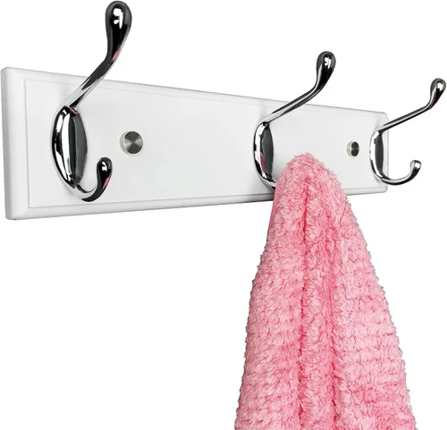 Miniatura 17 de Perchero de pared con 5 ganchos plateados de madera, 17.3’’, Ganchos resistentes para colgar ropa, sombrero, mochila, etc., Gran decoración moderna