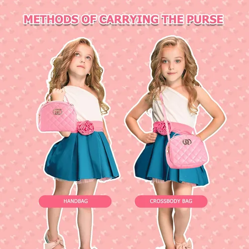 Miniatura 4 de Bolso de niñas pequeñas, juego de maquillaje de simulación para niños de 3-5 y 4-6 años, bolsos para niños con accesorios, bolso de mano rosa, kit