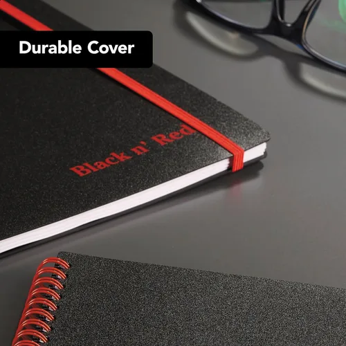 Miniatura 4 de Black n' Red Cuaderno, diario de negocios, 11 x 8 pulgadas, 70 hojas, a rayas, papel óptico, aplicación Scribzee, cubierta de polietileno flexible