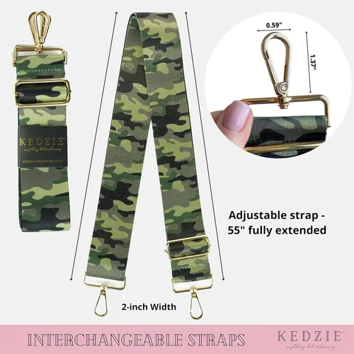 Miniatura 4 de Kedzie Interchangeable Classic Print Adjustable Length 55 Handbag Purse Strap Replacement 2-inch Wide Crossbody Strap