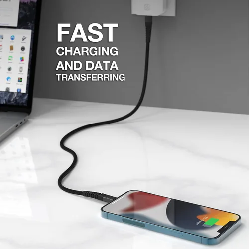 Miniatura 5 de Scosche HDCI4B4SG-SP Strikeline - Cable trenzado de carga y sincronización premium con certificación MFi para dispositivos Lightning y USB-C, 4 Negro