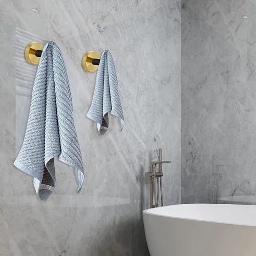 Miniatura 4 de Paquete de 4 ganchos para toallas de bata, gancho de pared negro y dorado, de acero inoxidable, resistente, colgador de puerta, toalla, ropa, Negro