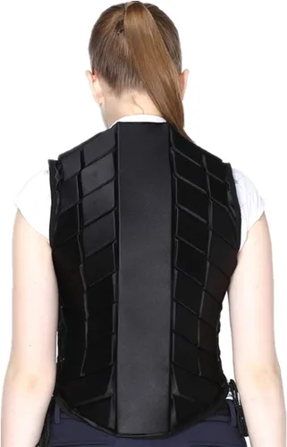 Miniatura 5 de Chaleco ecuestre de seguridad profesional EVA acolchado equitación chaleco unisex negro cremallera protector engranaje chaleco
