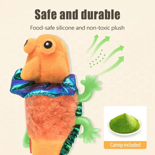 Miniatura 6 de Migipaws Juguetes para Gatos, Lagarto con Ala que Chisporrotea Activado por Toque para Gatito con Hierba Gatera para Gatos de Interior, Recargable