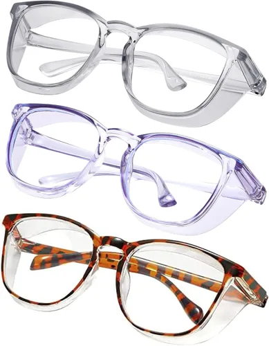 Miniatura 32 de Gafas de seguridad para enfermeras, gafas protectoras – Antivaho marco cuadrado elegante gafas transparentes para mujeres y hombres C16-negro Gery