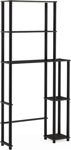 Furinno Turn-N-Tube para Almacenamiento sobre el Inodoro, Organizador de Baño con 5 Estantes y Ahorro de Espacio, Espresso/Negro