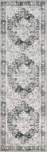 Miniatura 8 de Moynesa Alfombra de pasillo gris ultra fina y lavable, 2 pies 6 pulgadas x 8 pulgadas, antideslizante, no se desprende, apta para mascotas, alfombra