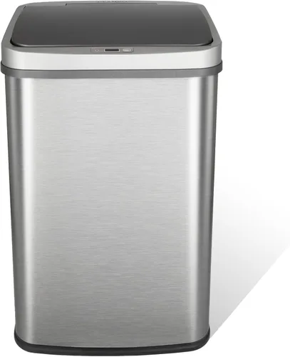 Miniatura 6 de Ninestars Bote de basura rectangular con sensor de movimiento automático sin contacto de 13.2 galones, 50 L, plateado, 13 galones, 50 L, borde Borde