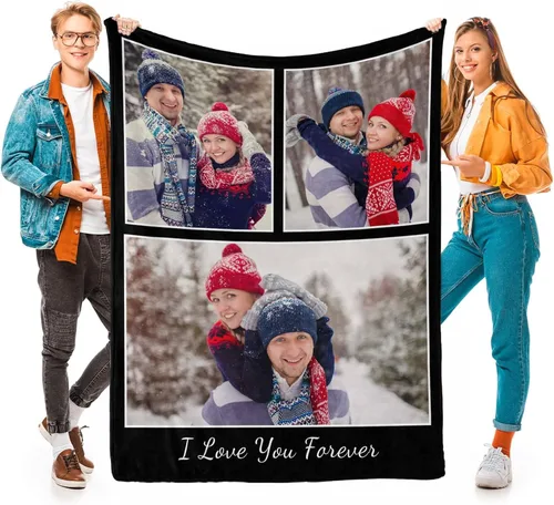Miniatura 13 de D-Story Mantas personalizadas con fotos, regalos personalizados para parejas, regalos de aniversario y cumpleaños para esposa, marido, novia, novio