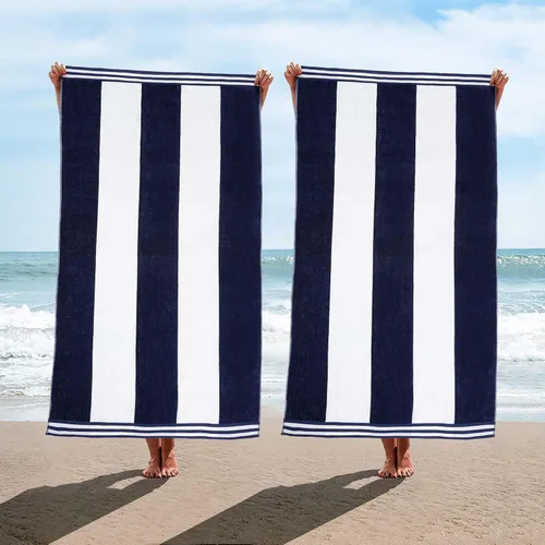 Miniatura 35 de Superior Juego de toallas de playa de algodón de gran tamaño de 4 piezas, toallas absorbentes para baño, playa, piscina, natación, adultos, niños