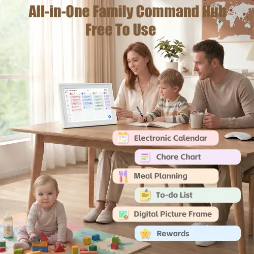 Miniatura 4 de Calendario digital de 10.1 pulgadas con pantalla táctil IPS, calendario electrónico inteligente y planificador con control de aplicaciones gratuito