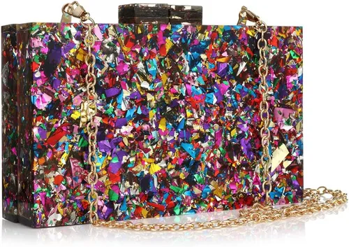 Miniatura 2 de YYW Bolso cruzado de acrílico con lentejuelas para mujer, bolso cruzado para fiesta de novia, cóctel, noche