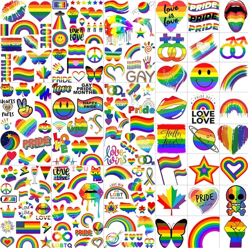 Miniatura 4 de Más de 132 tatuajes temporales de orgullo gay LGBT para mujeres, hombres y adultos, tatuajes temporales de arco iris temporales, calcomanías