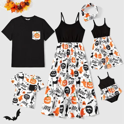 Miniatura 8 de PATPAT Conjuntos familiares a juego para mamá y yo, vestidos hawaianos tropicales con tirantes delgados y camisa a juego