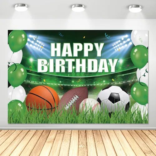 Xigejob Suministros para fiestas de cumpleaños con temática deportiva, decoración de pancarta de fondo para fiesta deportiva, fútbol, baloncesto,