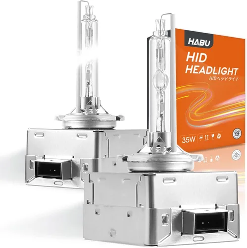 HABU Bombilla HID D1S para faros delanteros, 35 W, 6000 K, blanco D1S, 66140 66144 85410 85415 repuesto de xenón, base de metal, PK32d-2, paquete de