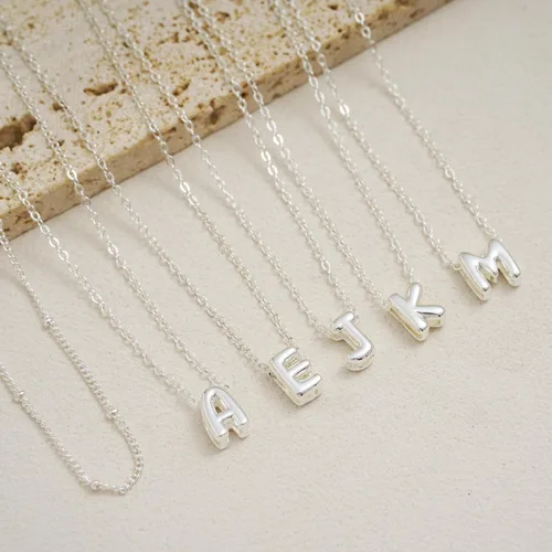 Miniatura 5 de Collar de letras doradas y plateadas, con inicial en capas para mujer, pequeños collares con dije, gargantilla delicada, collar lindo apilable