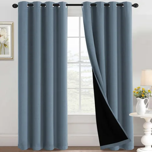 Miniatura 27 de H.VERSAILTEX Cortinas 100% de opacidad para dormitorio, con aislamiento térmico, cortinas opacas completas para sala de estar, cortinas de ventana