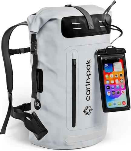 Miniatura 14 de Earth Pak Mochila impermeable - Mochila de senderismo resistente - Bolsa con cierre enrollable - Bolsa seca acolchada con carcasa impermeable