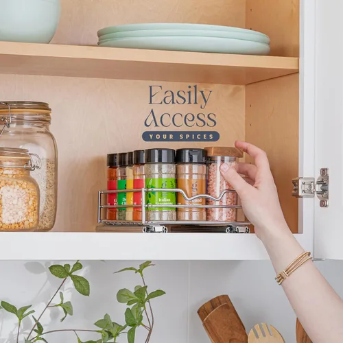Miniatura 7 de Organizador de gabinete extraíble para especias, latas, resistente con garantía limitada de por vida, estante extraíble para especias para latas