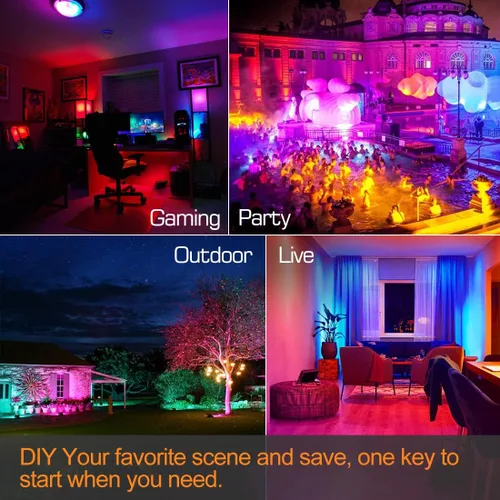 Miniatura 5 de Luz de inundación LED para exteriores, equivalente a 800 W, 8000 lúmenes, luz de paisaje RGB controlada por BRmesh aplicación, sin control remoto