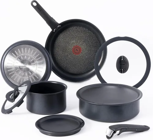 Miniatura 20 de T-fal Ingenio Essentials - Juego de utensilios de cocina con mango desmontable/extraíble de 11 piezas, granito titanio antiadherente, apto para Gris