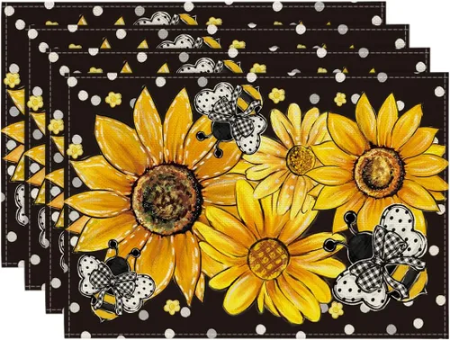 Artoid Mode Juego de 4 manteles individuales de verano de 12 x 18 pulgadas para decoración de camino de mesa, fiesta, cocina, comedor
