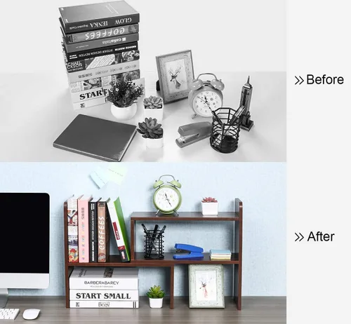 Miniatura 4 de PAG Organizador de Escritorio Estante de Escritorio Estantería Ajustable de Encimera Estantes de Mesa Pequeños Organizador de Libros Organización