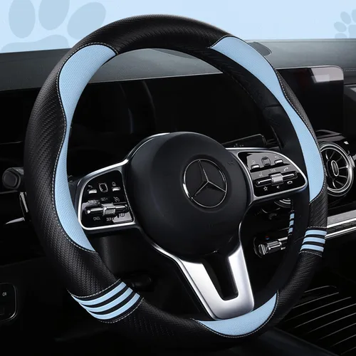 Miniatura 12 de HighnessHwoo Fundas acolchadas para volante de automóvil para mujer, de fibra de carbono, de piel sintética, accesorios interiores para vehículos
