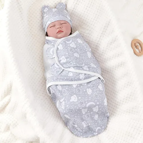 Miniatura 4 de Paquete de 3 Sacos de Dormir Orgánicos para Envolver – Envolturas Ergonómicas para Recién Nacidos de 0-3 Meses – Manta Envolvente para Bebé