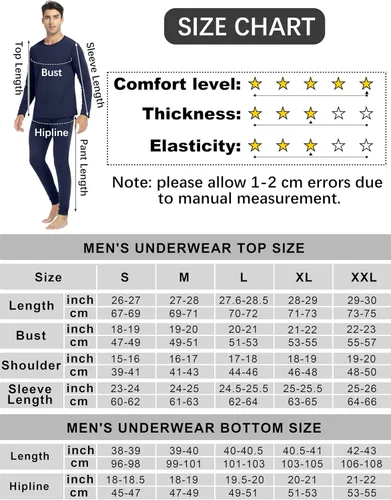 Miniatura 2 de URATOT Conjunto de 2 ropa interior térmica para hombre, con forro polar, ropa interior térmica suave, largo Johns parte superior inferior