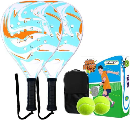 Miniatura 9 de Padel Racket Set of 2 - ABS Surface & EVA Foam Core, Beach Paddle Tennis Racquets for Adults, Including 2 Balls & Carry Bag - Outdoor, Sand, Amarillo