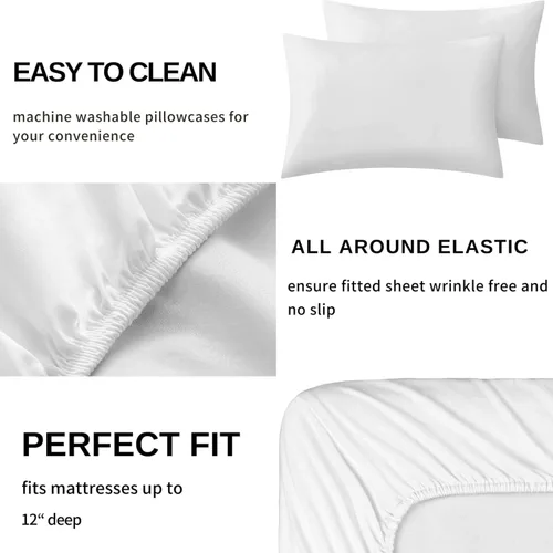 Miniatura 5 de Sábanas de alce de Navidad tamaño King – Sábanas de cama de animales del bosque, microfibra suave, bolsillo profundo, sábanas y fundas de almohada