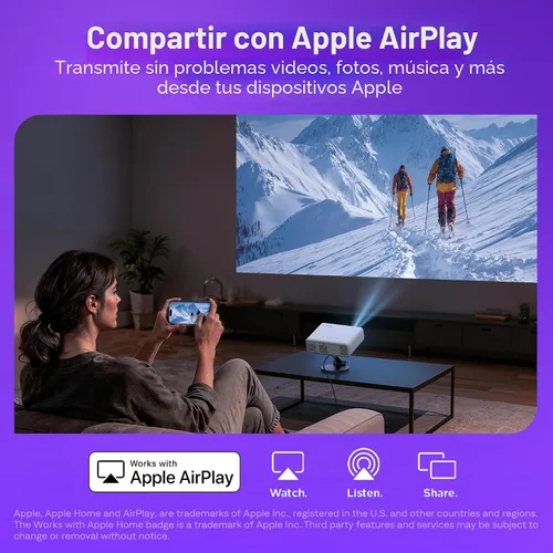 Miniatura 6 de Aurzen Proyector inteligente Roku TV con Wifi y Bluetooth, experiencia de transmisión Roku incorporada, 1080P FHD, audio Dolby