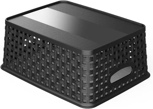Miniatura 3 de WYT Cesta organizadora de almacenamiento tejida, paquete de 6 cestas de tejido de plástico negro, 10.1 x 7.55 x 4.1 pulgadas