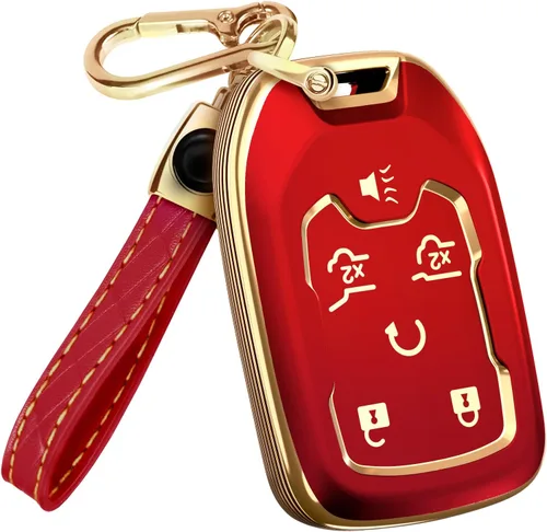 Miniatura 25 de Lucrum Funda para llavero GMC y Chevy y llavero de cuero, funda de TPU para Suburban Acadia Sierra Tahoe Yukon - 2014-2025