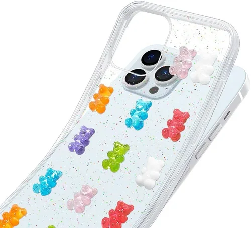 Miniatura 7 de UnnFiko Funda Transparente Bonita para Teléfono iPhone 13 mini, Osos de Dibujos Animados Súper Kawaii, Fundas Protectoras Suaves para Teléfono