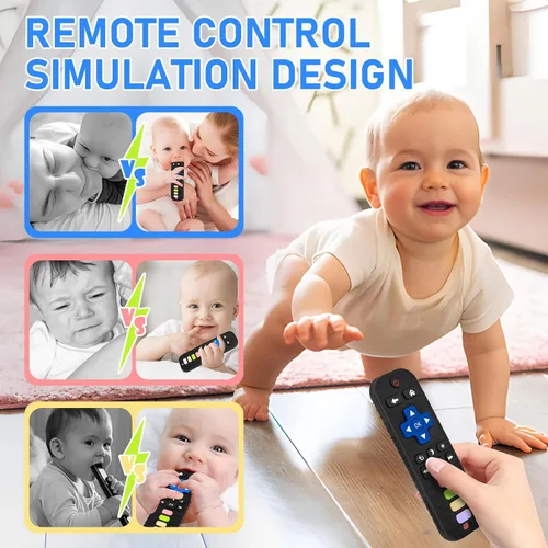 Miniatura 3 de Avkast Juguetes de dentición para bebés de 3, 6, 12, 18 meses, juguetes mordedores para bebés con forma de control remoto de TV, juguetes