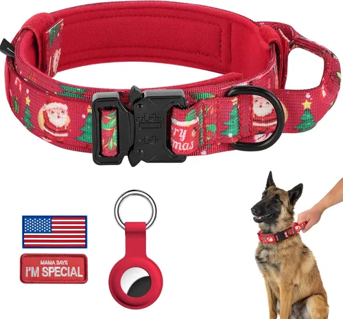 Miniatura 23 de DAGANXI Collar táctico para perro, collar ajustable de nailon para entrenamiento militar con asa de control y hebilla de metal pesado para perros