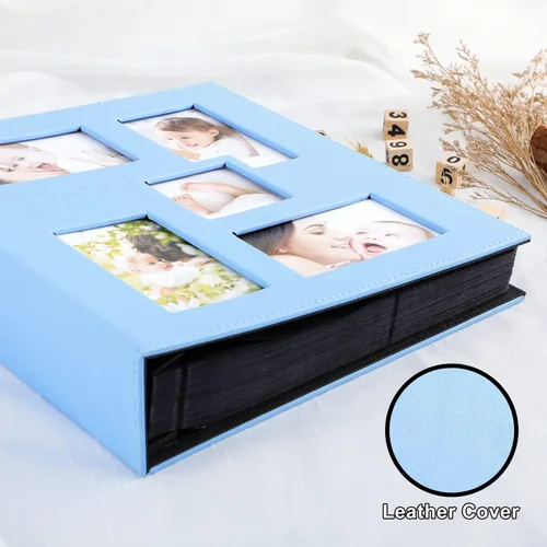 Miniatura 3 de Ywlake - Álbum de fotos para bebé de 4 x 6 con 500 bolsillos, cubierta de cuero para baby shower, álbum para niño o niña, capacidad para 500 fotos
