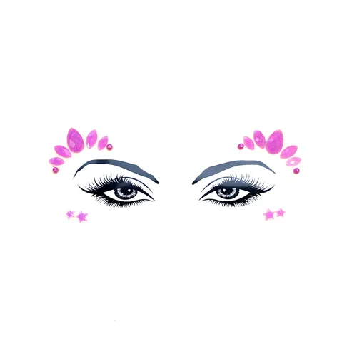Miniatura 23 de Neva Nude Tatuaje facial de mariposa con purpurina morada con joyas de cristal brillante, adhesivo de grado médico, impermeable y resistente al