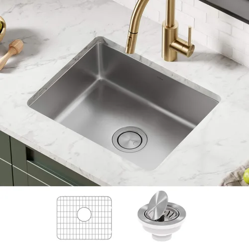 Miniatura 11 de Kraus Dex 33-pulgadas bajo montaje de acero inoxidable calibre 16 fregadero de cocina de un tazón, KD1US33B