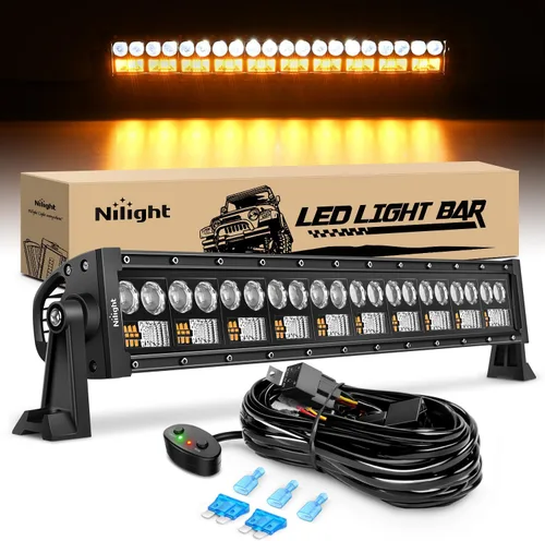 Nilight - Barra de luz LED 7D de 22 pulgadas, 150W, combo de haz de inundación y foco, ámbar y blanco, luz de trabajo todoterreno, luces de Blanco