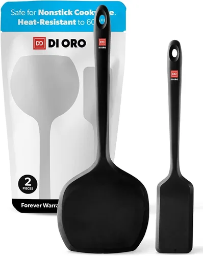 DI ORO - Juego de espátulas de silicona para utensilios de cocina antiadherentes, utensilios de cocina para voltear huevos y panqueques, resistentes