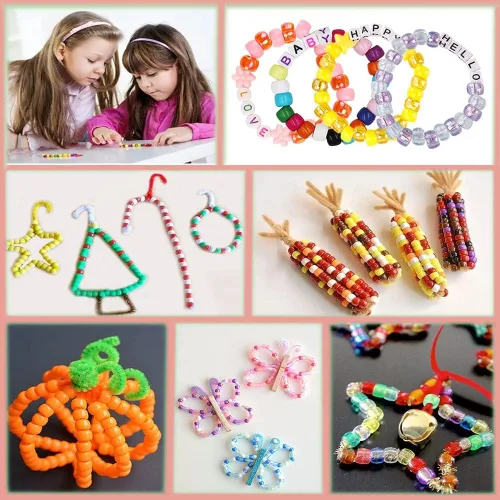 Miniatura 8 de LIS HEGENSA Kits de Abalorios de Manualidades DIY de 28 Colores Regalos para Niñas, 1200 PIEZAS Cuentas Pony Kits para Hacer Pulseras con Cuentas